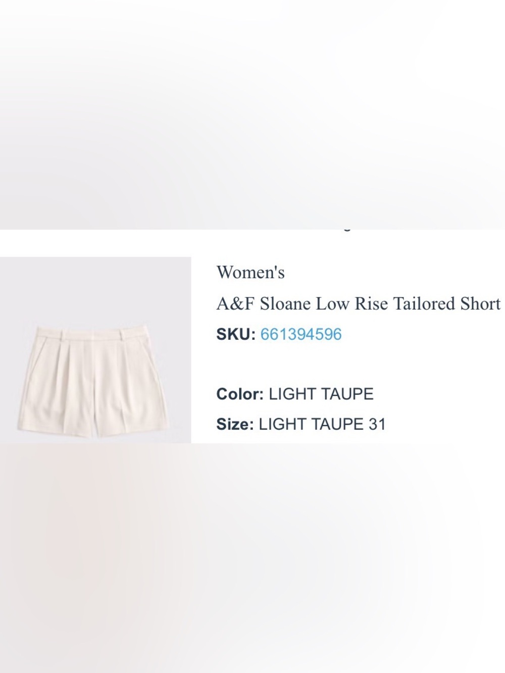 Abercrombie & Fitch Light Taupe Sloane Tailored Women's Shorts